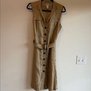 Chico's Beige Sleeveless Belted Midi Dress